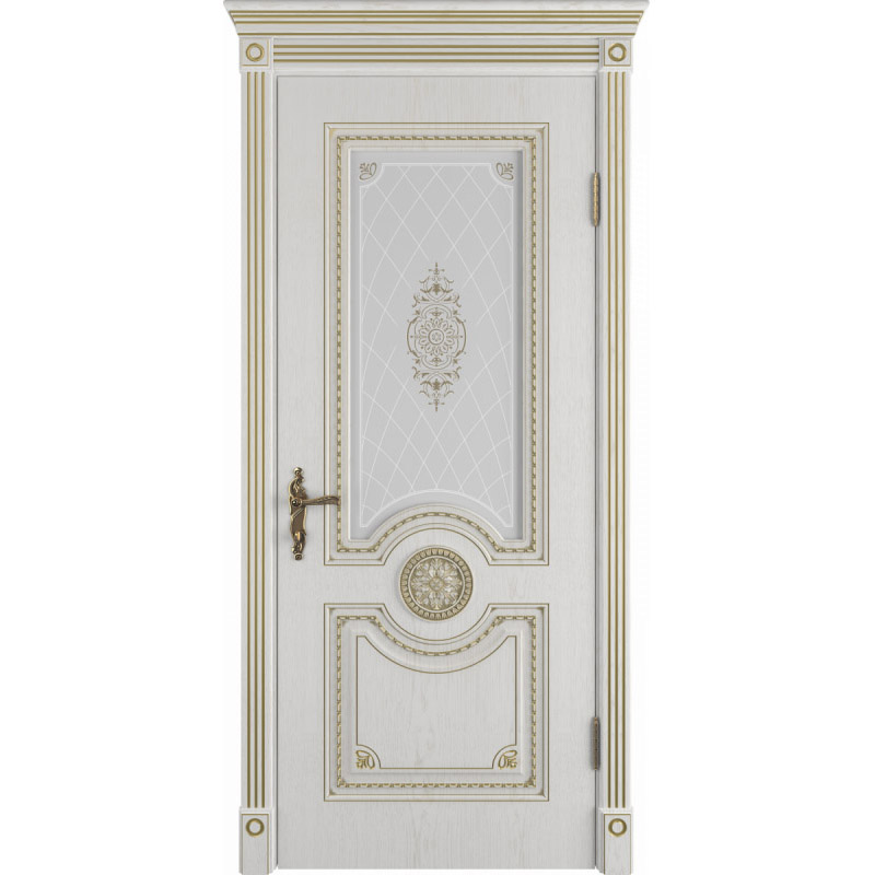	Greta Bianco Classic PG классического стиля двери в экошпоне с патиной золото	ПВХ дуб бьянко пат.золото	брус Т 2100х80х28 с упл	